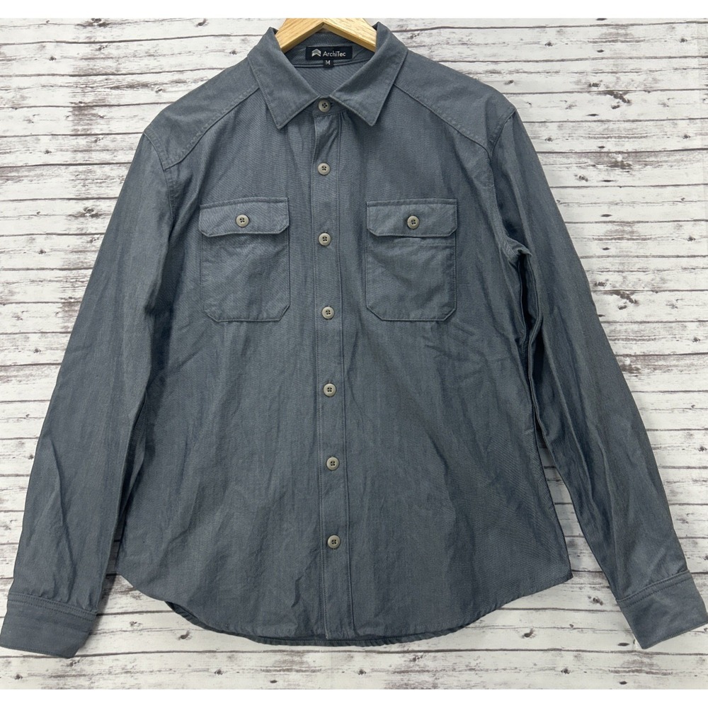 ArchiTec Glenbrook Merino Button-Up Shirt Men's Medium Chambray Work Made In USA